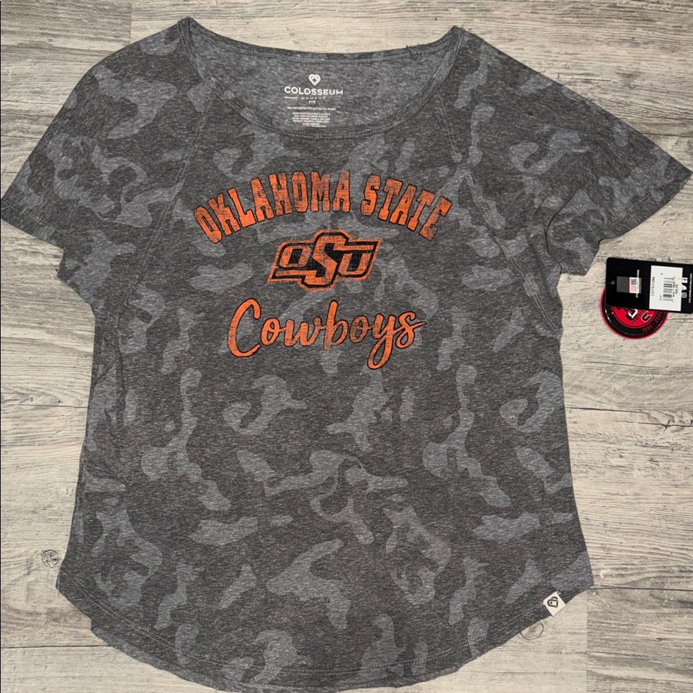 Colosseum Gray Camo Oklahoma State Tee